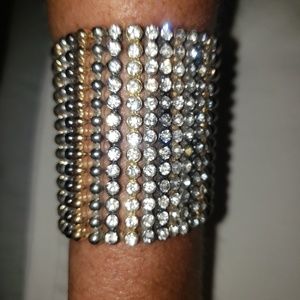 black, gold and silver bracelet with rhinestones